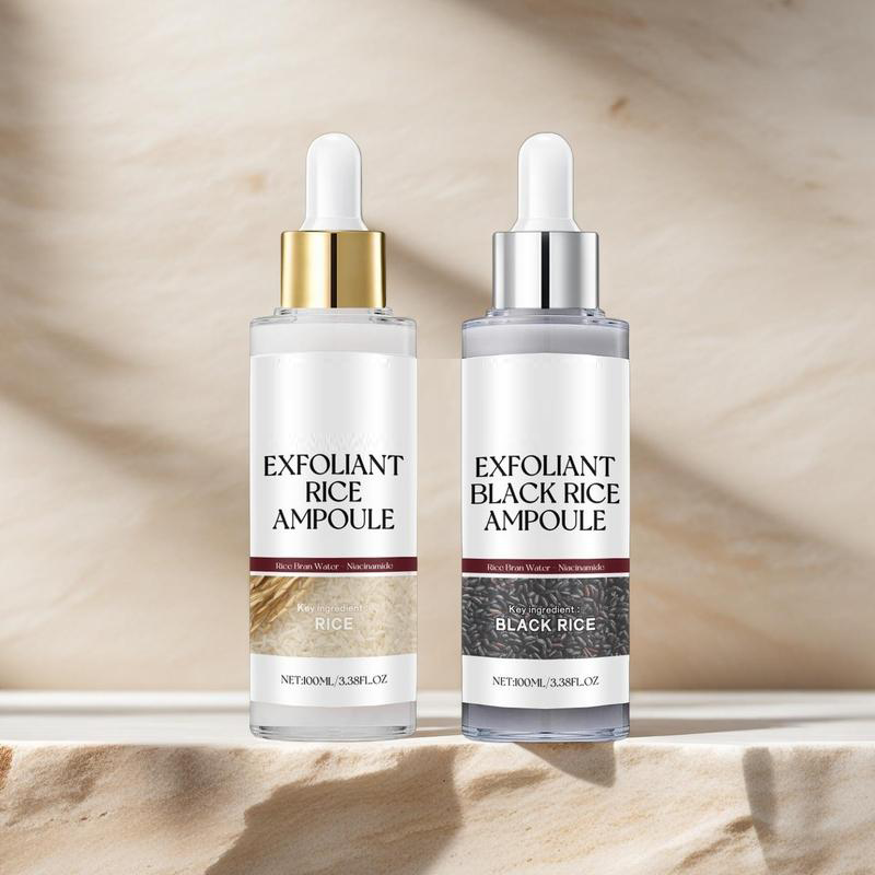 Rice/ Black Rice Extract Facial Exfoliating Serums, Gentle Exfoliating Facial Serum, Lightweight Moisturizing Facial Essence for Women & Men