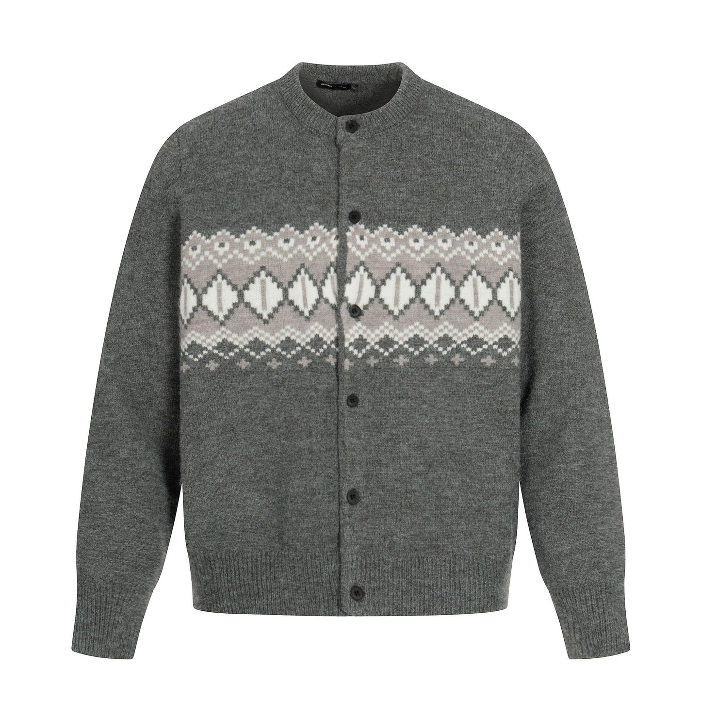 High-End Design Fair Isle Knit Cardigan Street  Men's Loose Knit Sweater