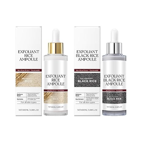 Rice/ Black Rice Extract Facial Exfoliating Serums, Gentle Exfoliating Facial Serum, Lightweight Moisturizing Facial Essence for Women & Men