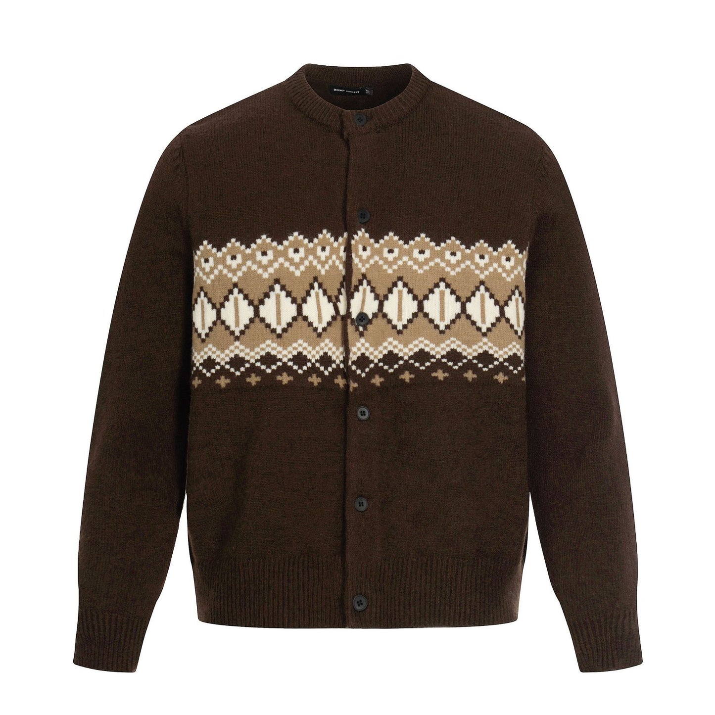 High-End Design Fair Isle Knit Cardigan Street  Men's Loose Knit Sweater