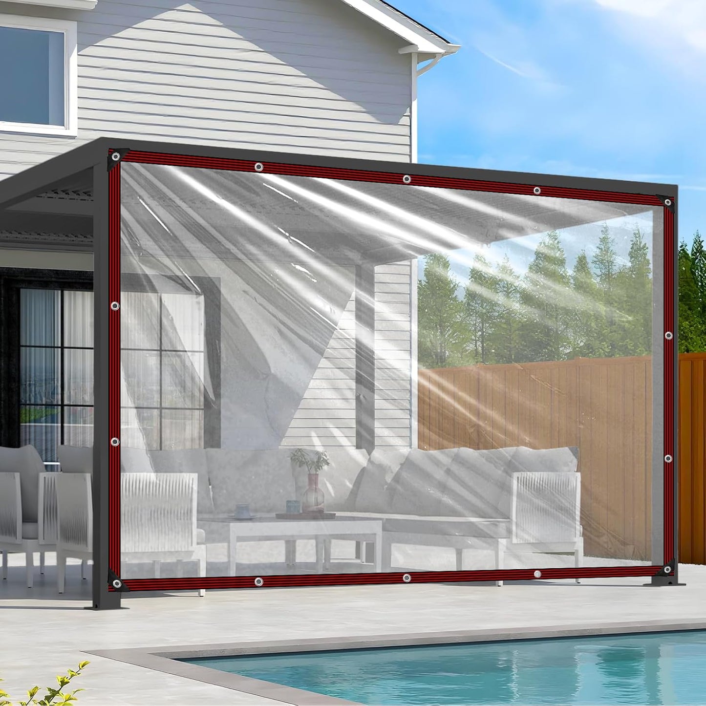 Transparent waterproof tarpaulin for flower planting, insulating plastic sheeting, balcony transparent tarpaulin film, outdoor waterproof fabric.