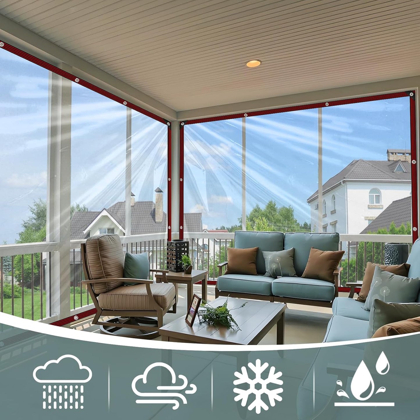 Transparent waterproof tarpaulin for flower planting, insulating plastic sheeting, balcony transparent tarpaulin film, outdoor waterproof fabric.