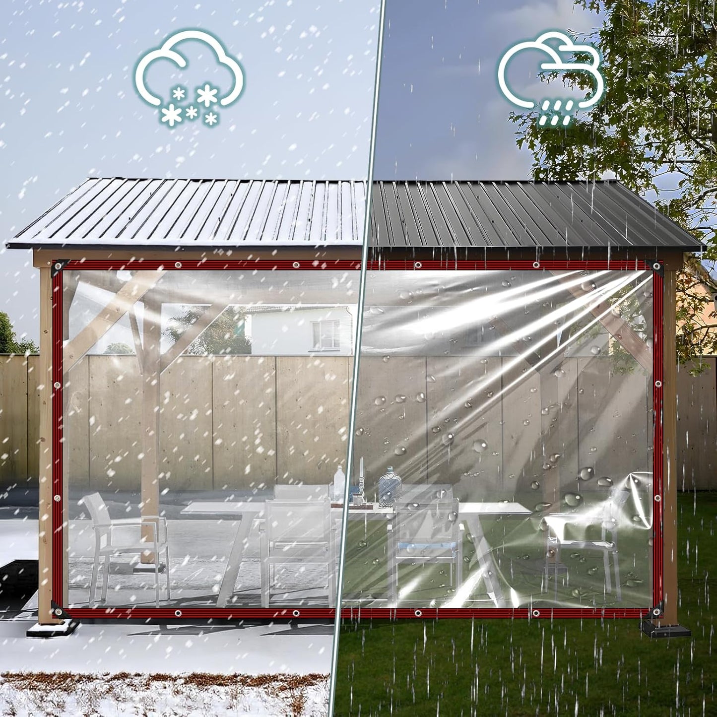 Transparent waterproof tarpaulin for flower planting, insulating plastic sheeting, balcony transparent tarpaulin film, outdoor waterproof fabric.