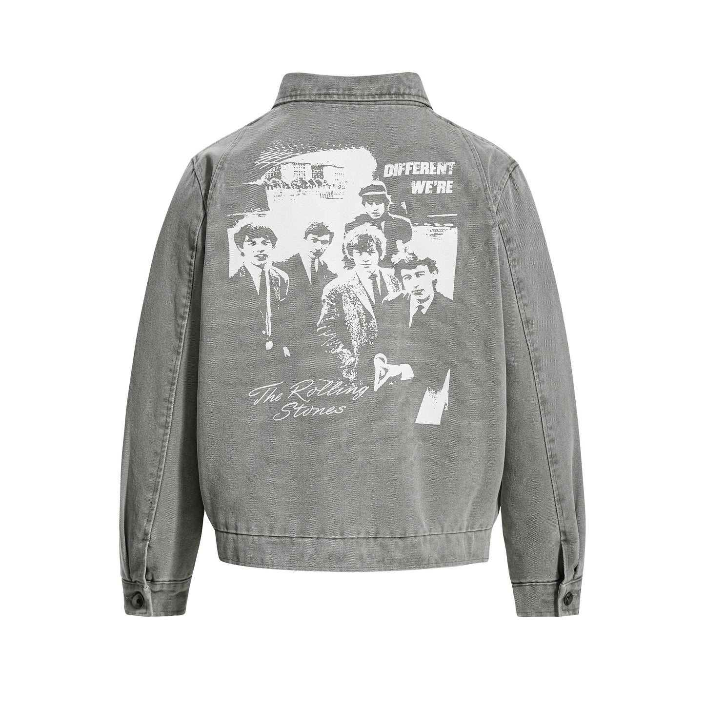 Retro Autumn/Winter Unisex Streetwear Canvas Jacket with Studs, Button Closure and Badge Design for Men