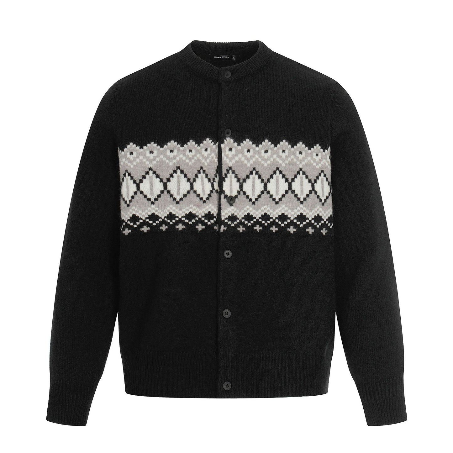 High-End Design Fair Isle Knit Cardigan Street  Men's Loose Knit Sweater