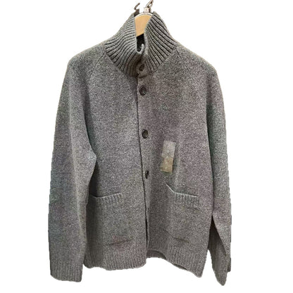 Knitted cardigan sweater loose button stand up collar sweater jacket for autumn and winter